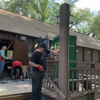 Ed sanding the rails