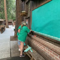 Steph and Margo updating sign board