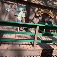 Tyler cleaning the deck